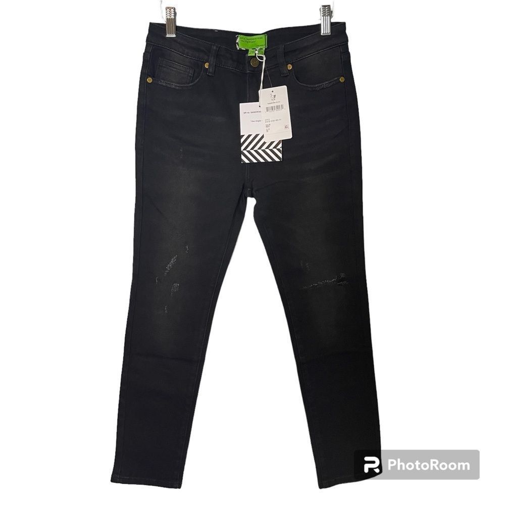 Free People x Sandrin Rose black distressed skinny jeans denim - Picture 2 of 5